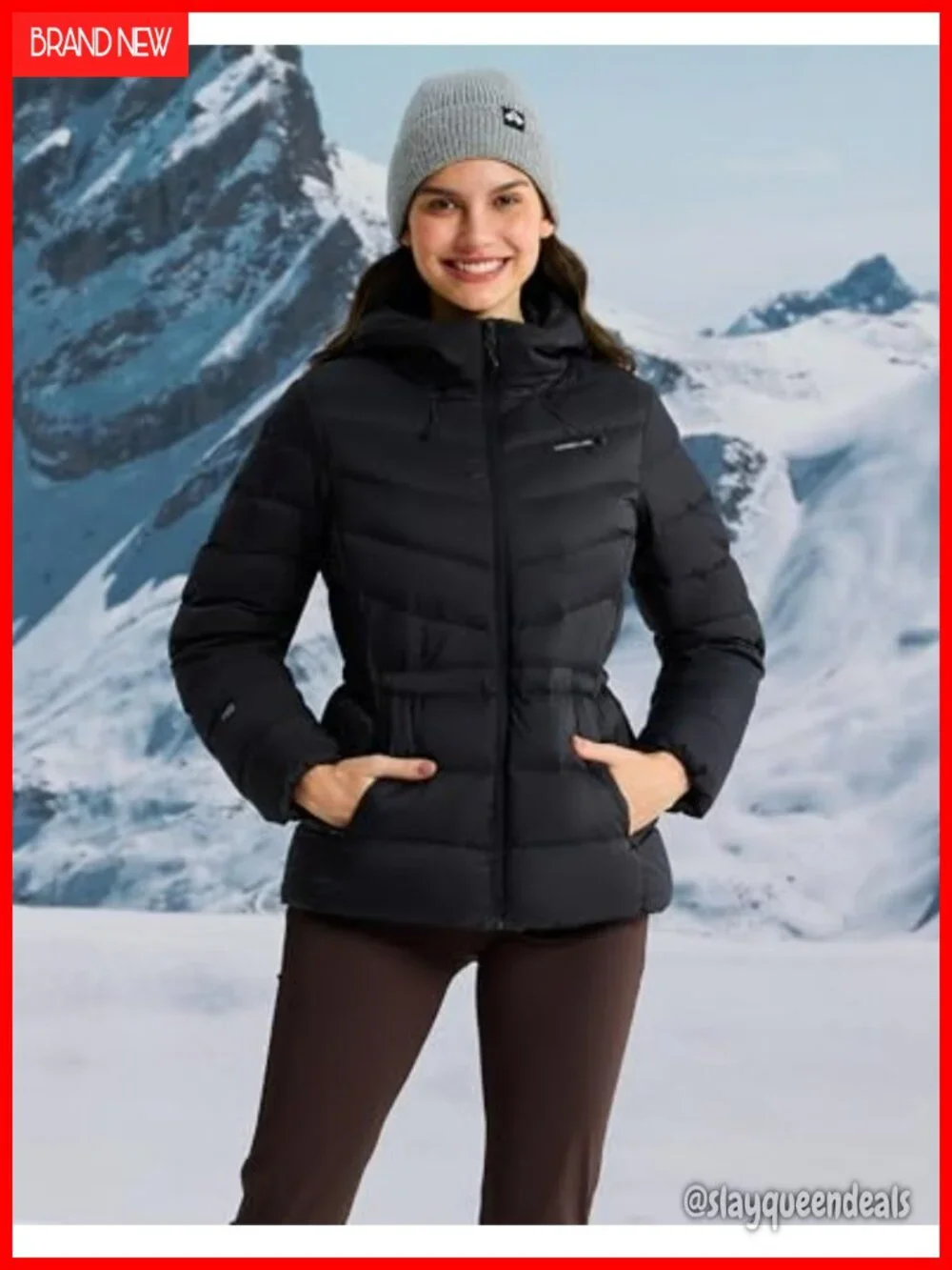 Women's Down Puffer Jacket Lightweight Hooded Winter Coat Water Repellent